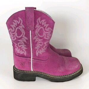 Ariat Boots Girls Size 13 Fat Baby Pink Suede Cowboy Western